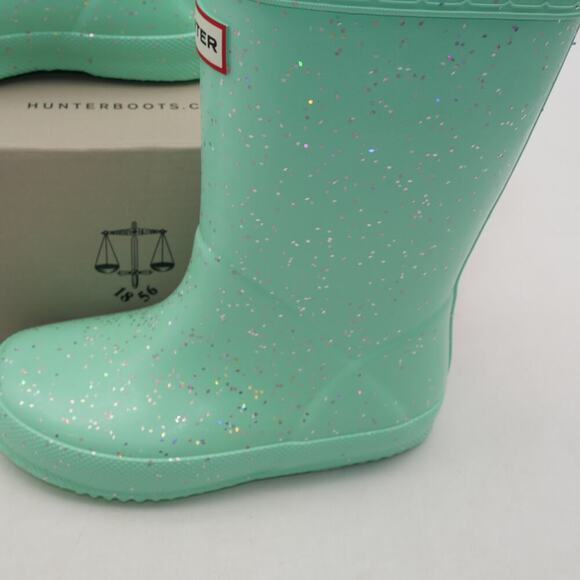 NEW Hunter Boots Kids First Classic Glitter Wild Mint Green Girls 13 UK 11 - Picture 4 of 7